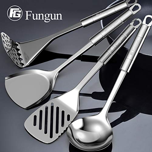 Stainless Steel Kitchen Utensil Set- Fungun 28 Pcs Cooking Utensils - Nonstick Kitchen Utensils Cookware Set with Spatula - Best Kitchen Gadgets Kitchen Tools Kitchen Accessories