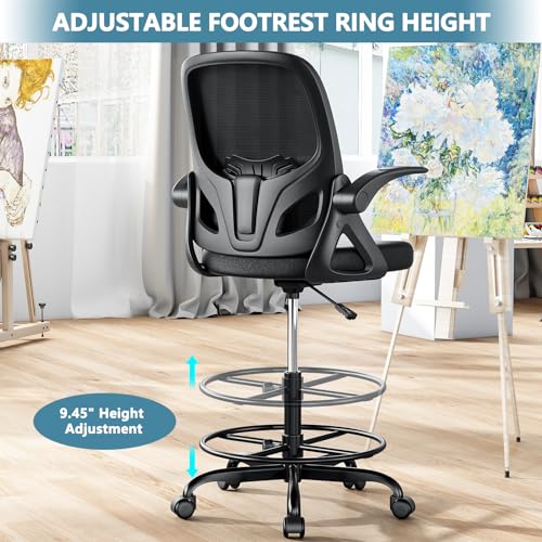Kensaker KBGY255BSJ Tall Drafting Chair With Footrest Ring thumb #5