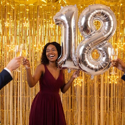 Image of YPSelected 32 Inch Large Foil Helium Number Balloon Birthday Wedding Party 0-9 (Silver, 8)