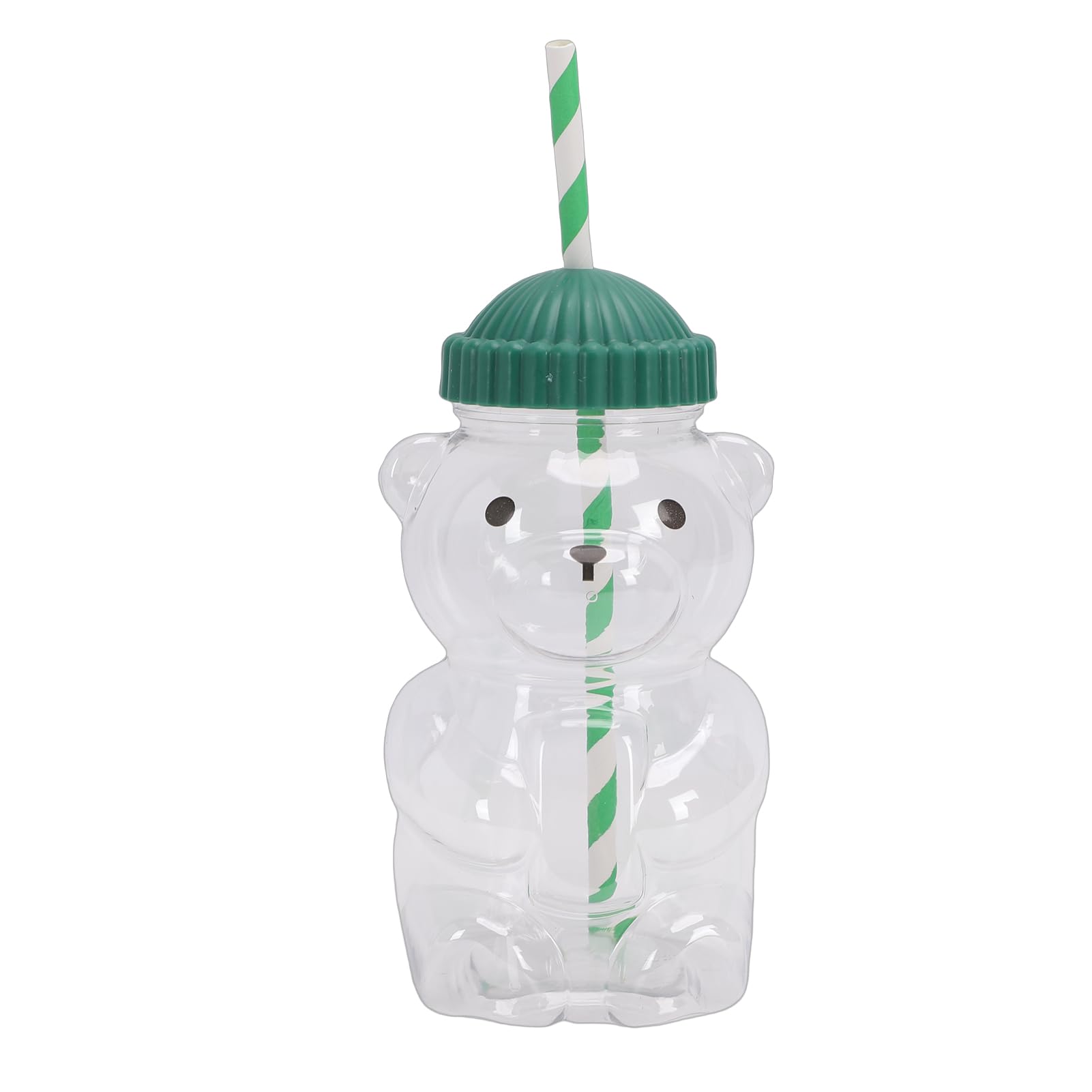 Bärenbecher, Niedlicher 3D-Bärenbecher für Kalte Getränke, Wiederverwendbarer Becher mit Strohhalm und Deckel, 450 Ml, Transparentes PET, Leicht, für Kaffee, Saft, Tee