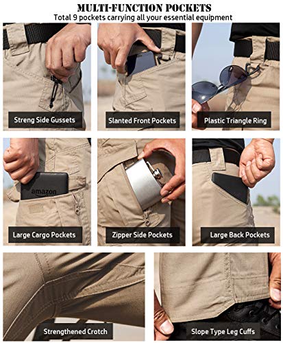Image of CARWORNIC Men's Outdoor Tactical Pants Rip-Stop Lightweight Stretch Military Cargo Work Hiking Pants