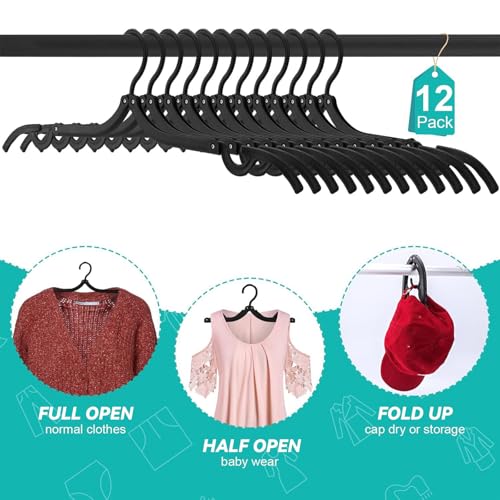 12 Stück Reisebügel, Tragbare Faltbare Kleiderbügel, Kunststoffbügel Platzsparend, Kleiderbügel mit Rutschfester, Multifunktionales Reisezubehör für Zuhause, Hotel, Reisen, Camping