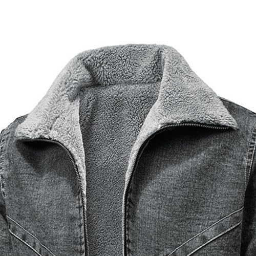 JEKE-DG Men's Lapel Lined Fashion Denim Jacket Loose Fit Full Zip Jean Jacket Vintage Casual Fall Winter Jean Coat2