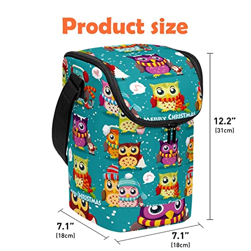 Bolsa de almuerzo de búhos navideños lonchera ligera reutilizable 5