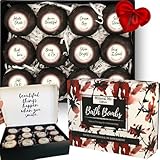 Valentines Bath Bombs for Women Relaxing with Inspirational Messages, 12 Natural and Organic BathBombs with Essential Oils & Skin Moisturizing Shea Butter. Gift for Wife, Girlfriend, Her