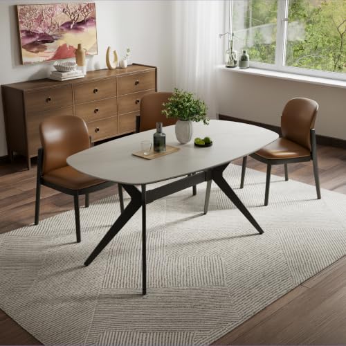 Image of Wakefit Baklava Dining Table - Alaska White - 6 Seater I Marble Finish I Vitrified Tile Top I Alaska White