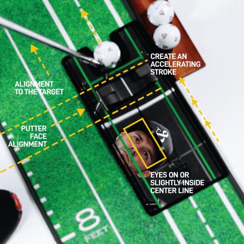 Perfect Practice Putting Mat W/Alignment Mirror - Indoor Golf Putting Green W/ 2 Holes - Putting Matt For Indoors Practice - Golf Training Aid For Home - Golf Accessories And Gifts For Men #TOP4