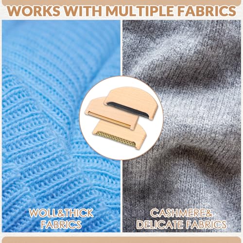 LemonRoad 3 Pcs Wooden Lint Comb Cashmere Comb 3 Styles Manual Fabric Shaver with Sewing Needles Complete Garment Repair kit for Different Fabrics Sweater Care - Image 5