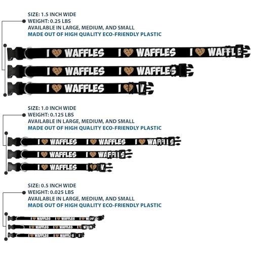 Collar de perro I Heart Waffles de Buckle Down ajustable con clip de plástico resistente 4
