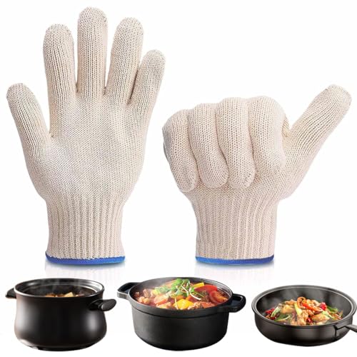 EJRUP Gant Anti Brulure Cuisine,Gants de cuisine résistants à la chaleur pour une utilisation en intérieur,Antidérapant Gant Four,pour Four Friteuse à Air Haute...