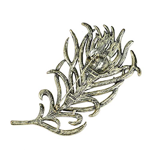 Broche plume pendentif mode pour robe de mariage 11x6 cm