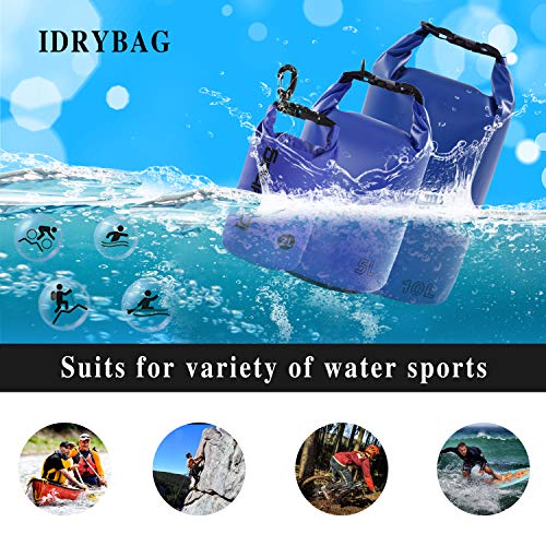 Image of IDRYBAG Dry Bag Waterproof Floating, TPU Waterproof Bag Roll Top, 2L,5L,10L Dry Bag Kayak Storage for Kayaking, Boating, Rafting, Fishing, Swimming, Hiking, Camping, Travel, Beach