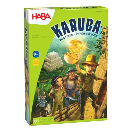 Haba 300932 - Karuba, Strategie- und Brettspiel für die ganze Familie, ein fesselndes Legeabenteuer für 2-4 Schatzjäger ab 8 Jahren
