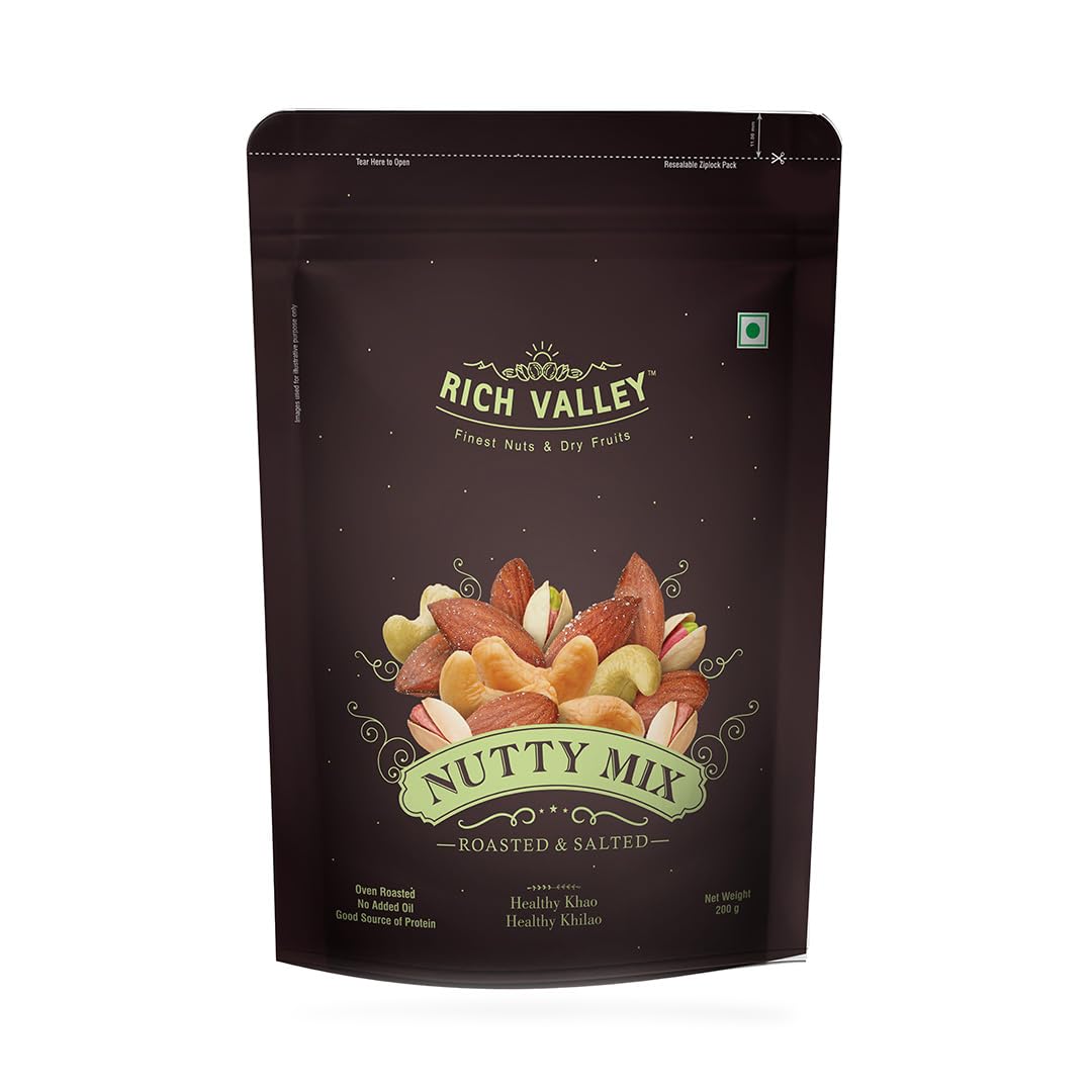 Rich Valley 100% Natural Nutty Mix Roasted and Salted Cashew, Almonds, Pistachios Dry Fruits Healthy Snacks Perfect For Diwali Gifts (B0D8VY8GPG) Amazon Price History, Amazon Price Tracker