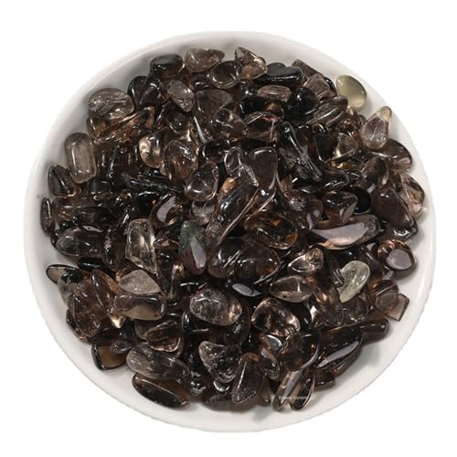 Erliway 1 lb Smoky Quartz Crystals Chips Bulk, 7-9 mm Tumbled Chips Crushed Crystal Stone for Garden Plant Decoration, Polished Healing Crystals Rocks for Jewelry Making Home Decoration