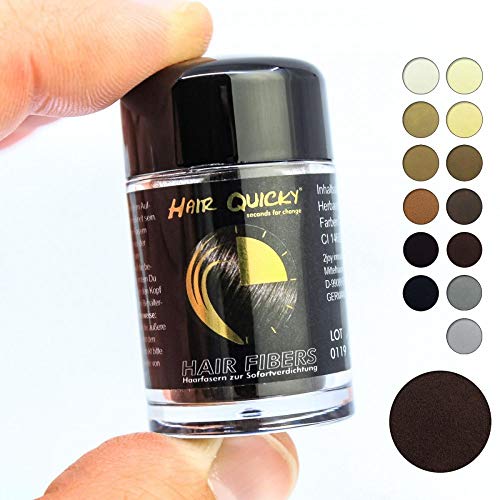 Hair Quicky® Premium Hair Fibers, Schütthaar, Soforteffekt bei Geheimratsecken, Teilglatze, Haarausfall und lichtem Haar, für Männer & Frauen, natürliches Keratin | 2,5g | dunkelbraun