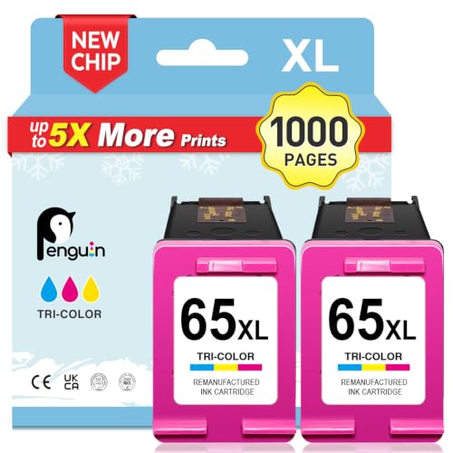 Penguin 65XL Deskjet 3755 3700 Color Ink Cartridges for HP Printers 2Pack