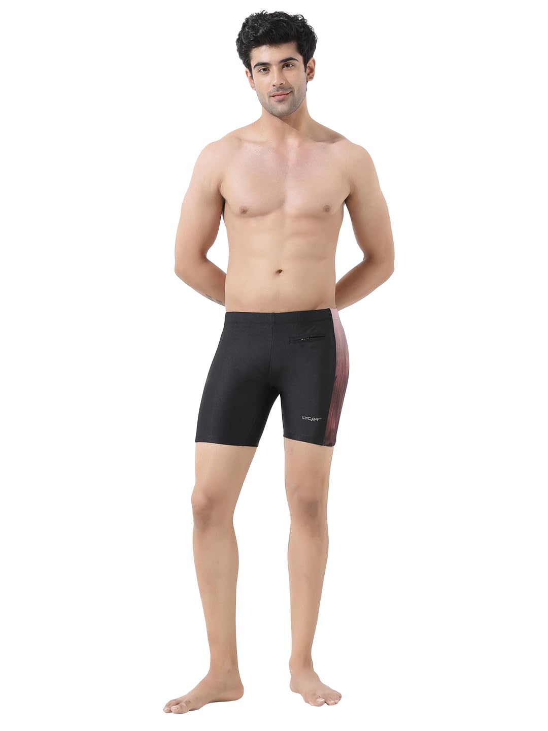Men's Long Swim Trunks - Premium Lycra Sun & Sand Swimming Shorts with Side Panel Design and Zip Pocket | Quick-Dry Athletic Swimwear-image-26