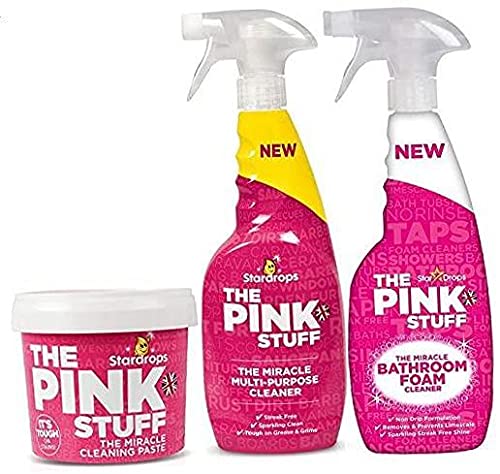 - The Pink Stuff - The Miracle Cleaning Paste, Multi-Purpose Spray, And Bathroom Foam 3-Pack Bundle (1 Cleaning Paste, 1 Multi-Purpose Spray, 1 Bathroom Foam) 1 Pack of 3 Piece