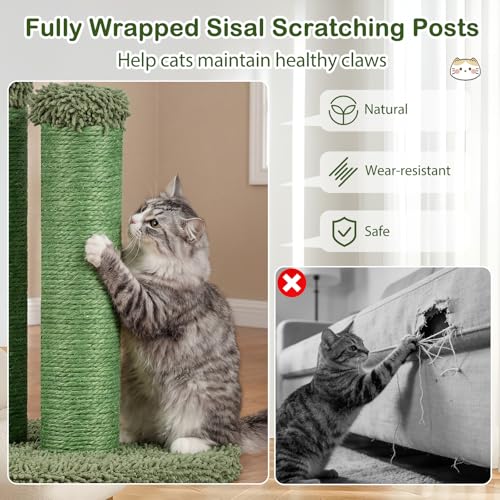 Rascador para gatos tipo cactus Tangkula verde miniatura 6