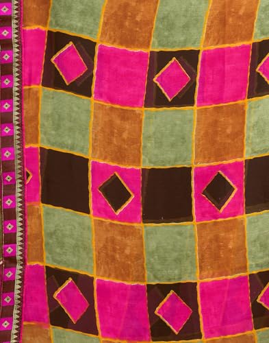Image of SIRIL Women's Printed Chiffon Saree with Unstitched Blouse Piece