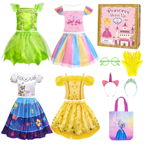 Meland Princess Dress Up - Princess Dresses for Girls with Princess Toys, Dress Up Clothes for Little Girls Pretend Play