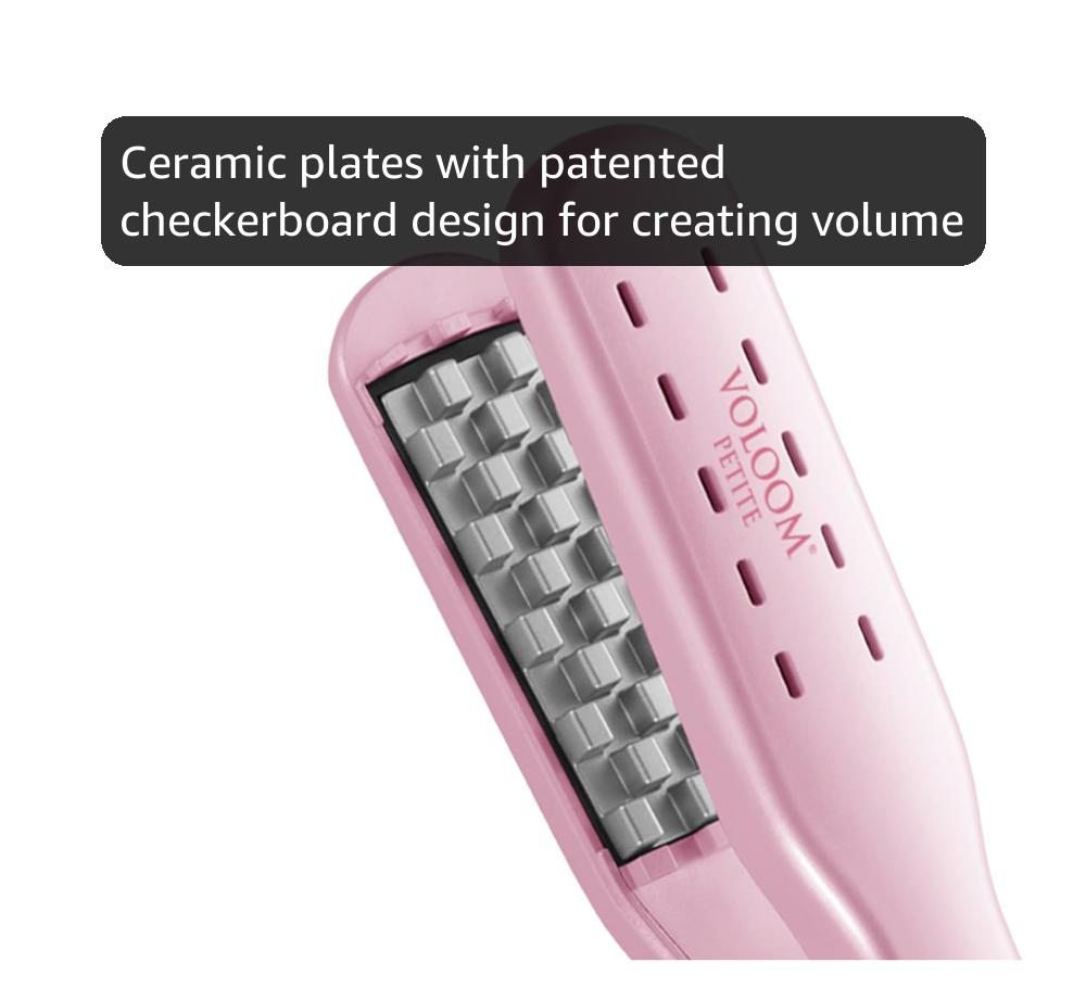 VOLOOM Petite 1” Inch Professional Volumizing Ceramic Flat Iron - Hair Volumizer & Styling Tool with Adjustable Temp & Auto Shut-Off for Lasting Volume for Medium or Fine Hair - Heat Resistant Case