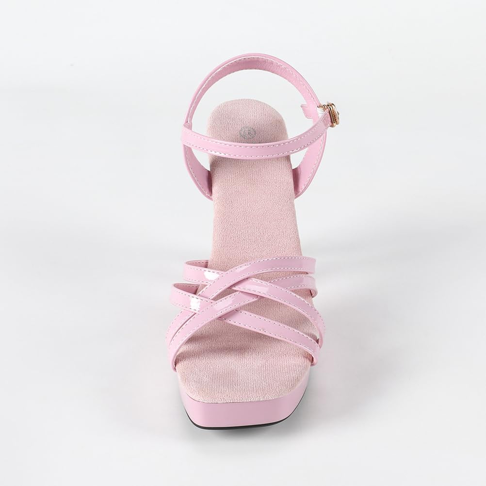 Tacchi Alti da 12 cm da Donna | Sandali con Tacco Grosso, Punta Quadrata e Plateau Antiscivolo per Matrimoni in Spiaggia, Balli Nuziali e Serate in Discoteca