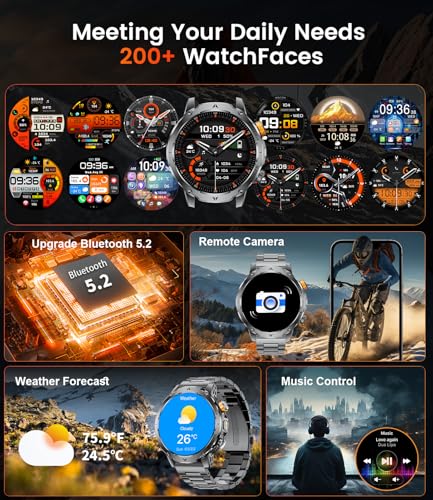 Image of LIGE Military Smart Watches for Men(3 Bands),1000mAh Battery /1.7 inch HD Large Screen Smartwatch, Flashlight /120+ Sports Modes /Sleep Monitor, 5ATM Waterproof Fitness Tracker Watch for Android iOS,Black