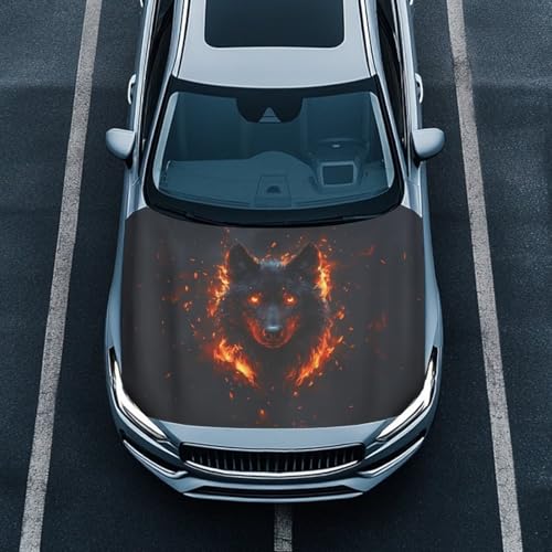 Image of Car Hood Cover Protector Car Accessories Exterior Stretch Elastic Wolf Auto Hood Wrap Blanket Universal Hood Covers for Cars SUV Sedan