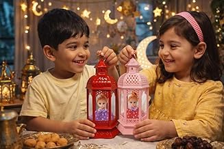 Ramadan Lantern Pink Large Size for Girls Inside Bride - Unique Lantern with Songs and Lights + Gift Bag