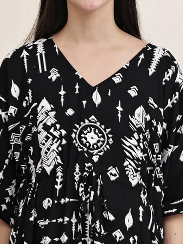 Image of Secret Wish Rayon Maternity Kaftan Nighty /Free Size /Feeding /Nursing /Zipper /Drawstring /Full Length