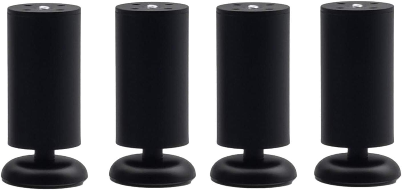 Rhllvj Black Furniture Cabinet Metal Feet Adjustable Stainless Steel Kitchen Feet Round, Furniture Feet Round Sofa Feet, Set Of 4(,6Cm (2.36In))