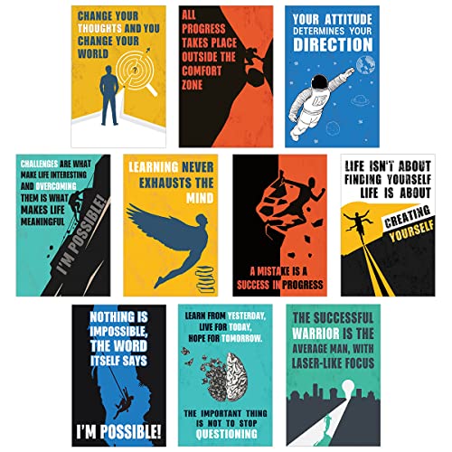 Image of Chaka Chaundh Motivational Wall Posters for Room (Set of 10) - Inspirational Art for Boys - 18 X 12 Inches