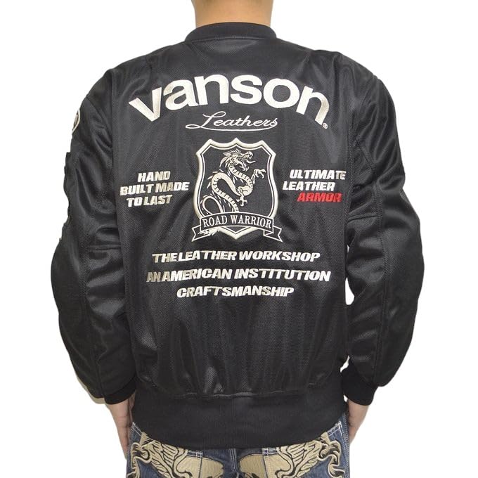 バンソンvanson ma1 フライトジャケット ブルゾン プロテクタ 黒 XL VANSON バンソン MA-1 フライトジャケット 着脱式フロントネック