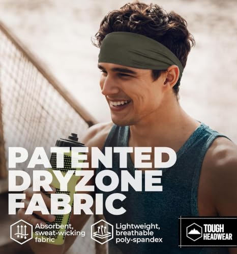 Image of Tough Headwear Mens Headband | Sweat Headbands for Men Women Working Out Running Sports - Athletic Sweat Band Exercise