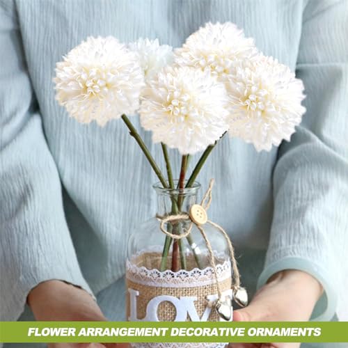 Artificial Chrysanthemum Flowers, 6pcs Artificial Fake Flowers White Silk Faux Flower Bouquet Arrangements for Table Decor Indoor Vase image 7