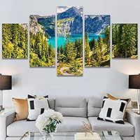 SIGNWIN 5 Panel Canvas Wall Art Modern Art Dramatic Farmhouse/Country Mountain Multicolor Nature Photography for Home Decorations Ready to Hang - 60
