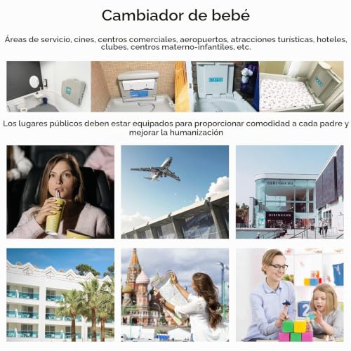 Miniatura 7 de Kistex Cambiador Para Bebés,Cambiador Plegable Horizontal Con Cinturón De Seguridad,Cambiadores De Bebés Montado En La Pared Para Baños Y Aseos Comerciales,Capacidad De Carga 40 Libras