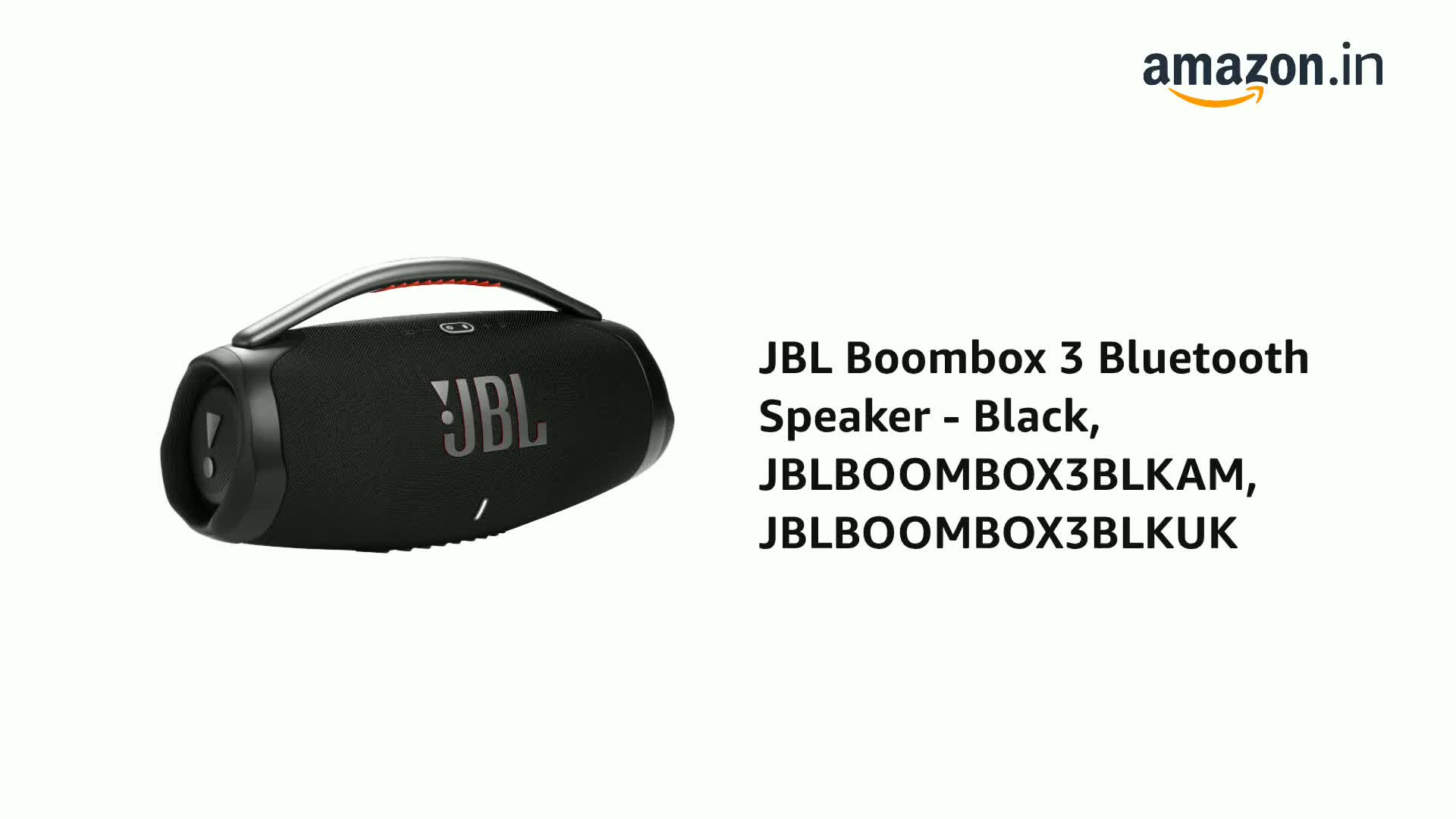 JBL Boombox 3 Bluetooth Speaker - Black, JBLBOOMBOX3BLKAM