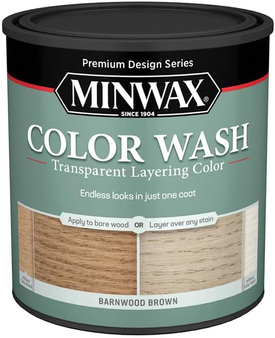 4-Pack of 1 qt Minwax 401140000 Barnwood Brown Color Wash Transparent Layering Color Stain, Semi-Transparent