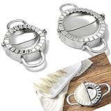 LoveDeal Stainless Steel Dumpling Maker, Dumpling Mold Wraper Dough Cutter, Gyoza Empanada Press Mold, Pie Ravioli Dumpling Mould Pastry Tools, 2 Pack (Small 2.9' Dia+ Large 3.7' Dia)