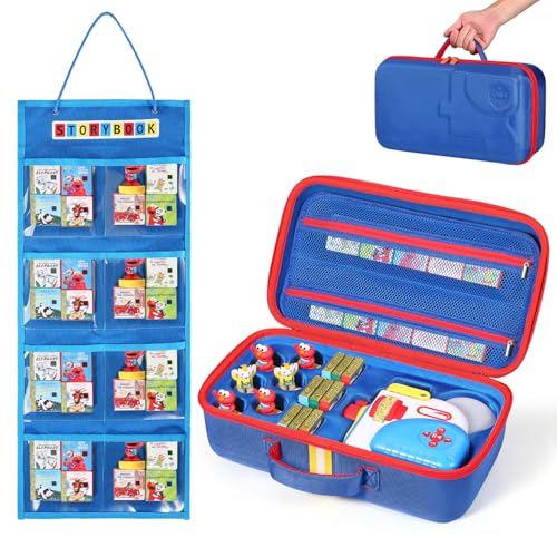 Large Carrying Case Compatible with Little Tikes Story Dream Machine Books Starter Set and Accessories, With Storage Organizer Bag Suitable for Books and Audio Play Character (blue)