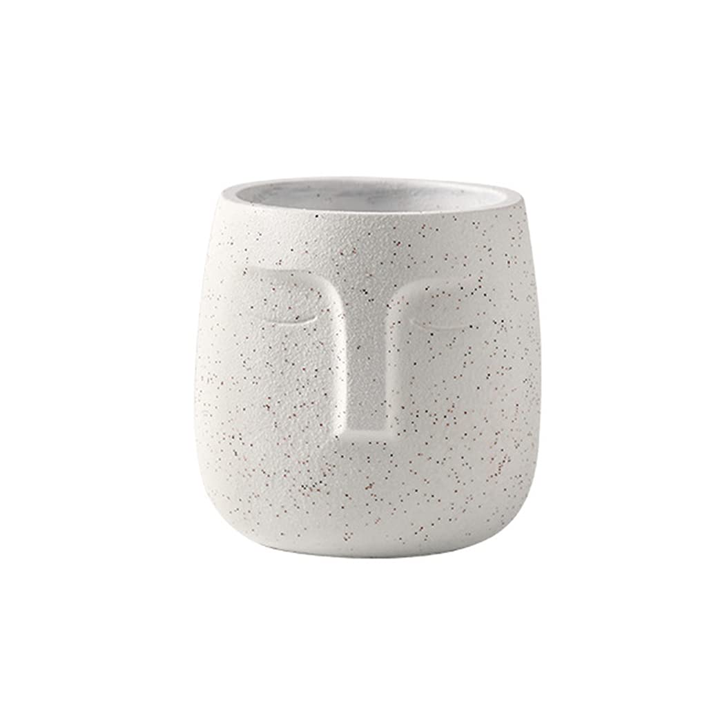 Wzthlf White,12Cm Flower Plant Pots Indoor,Nordic Human Face Ceramic Vase Flowerpot Succulent Green Plant(White,12Cm)