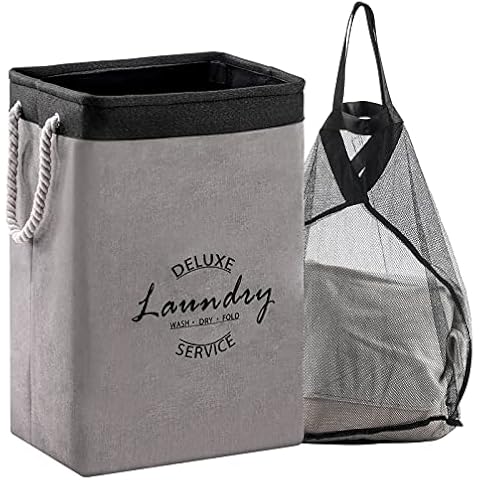 YOUDENOVA Large Laundry Basket Collapsible Washing Baskets Freestanding Laundry Hamper with Laundry Bag Foldable and Extended Rope Handles 72L (Black) Cover