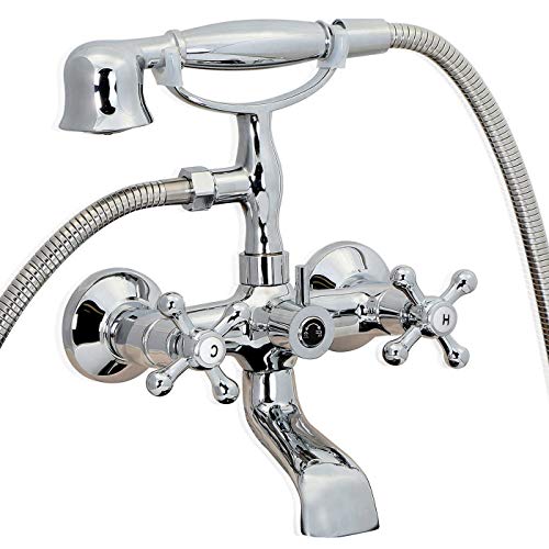 Chrome Clawfoot Bath Tub Faucet Vintage Style with Handshower (sweet-gowlove)