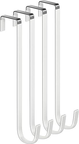 Ganchos de metal para puerta con revestimiento de plástico de 10 pulgadas para puerta de 0.5 a 1 38 pulgadas, 4 piezas de resistente toalla