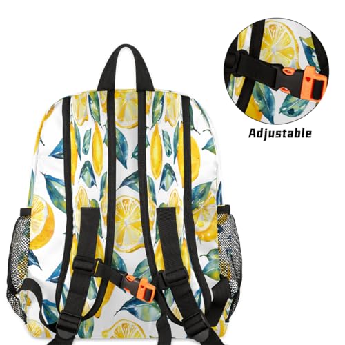 Toddler Backpack for Boys Girls, Lemon Leaf Pattern Mini Kids Backpacks with Chest Strap Whistle, Preschool Kindergarten Daypack, Travel Bookbag for Children4