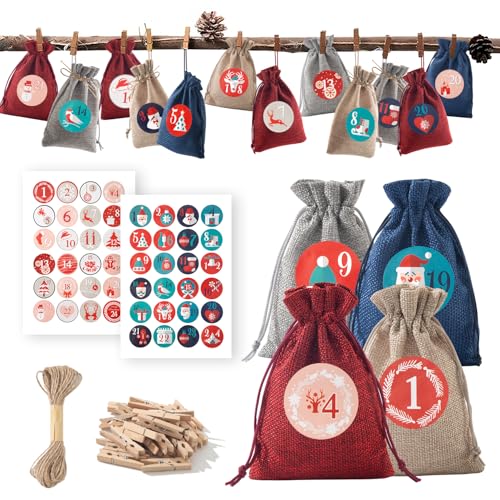 Adventskalender zum Befüllen Kinder, 24 Weihnachtskalender zum Befüllen,...