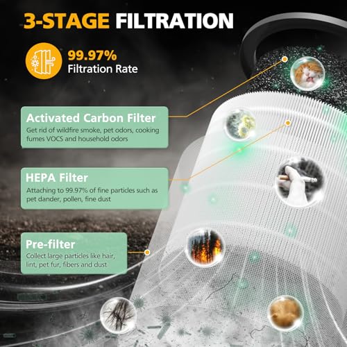 2 Pack Upgraded TP01 Filter HEPA Filter Replacement Compatible with Dyson Tower Purifier Pure Cool Link TP01, TP02, TP03, AM11, BP01 Models, Compare to Part 968126-03, Black
